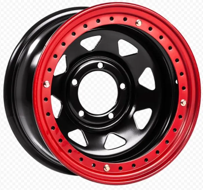 Off-Road-Wheels Black 10x16 5*139,7 Et:-44 Dia:110,1 черный с бедлоком (красный)
